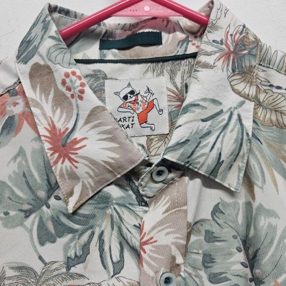 Marti Kat Button Up Short Sleeve Shirt Mens XL Modal Blend Caribbean Cruise Wear - Picture 6 of 12